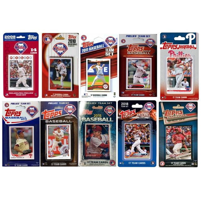 C&I Collectables PHILS1019TS MLB Philadelphia Phillies 10 Ensembles de Cartes à Collectionner sous Licence Différentes