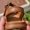 thumbnail image 5 of (0-3.5Years) Boys Girls Vintage Double Buckle Sandals Closed Toe Anti-Kick Soft Non-Slip Sole Summer Shoes for Toddler Baby Kids Brown 6.5 Toddler(23), 5 of 8