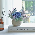 thumbnail image 5 of GlamourGarden Mini 6” Artificial Silk Blue Roses Home Bouquet, 5 of 7