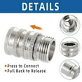 thumbnail image 5 of Stainless Steel Garden Hose Quick Connector Set, 3/4 Inch Ght Fittings, Leak-Proof Water Hose Couplings for Pressure Washer, Sprinkler, Nozzle, Heavy-Duty 200 , A Set of Hose Quick-Connect Fittings, 5 of 9