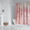 thumbnail image 2 of Pink Shower Curtain, Abstract Peach Coral Fabric Shower Curtain for Bathroom, Modern Watercolor Ink Art Shower Curtain Set with Hooks, 72 x 72, 2 of 4