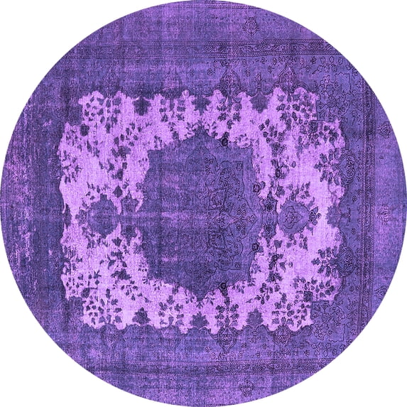 Ahgly Company Indoor Round Oriental Purple Industrial Area Rugs, 6' Round