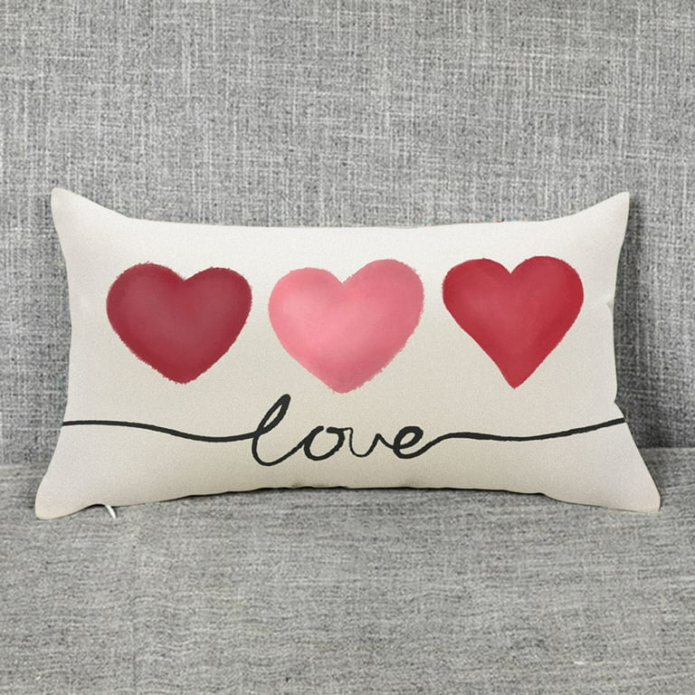 Cushion Couch Covers Valentine's Day Flax Throw Pillow Covers With