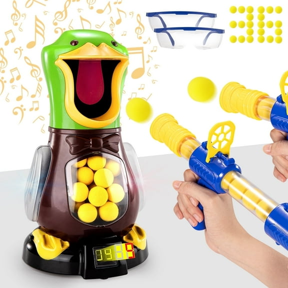 Duck Shooting Toys for Kids, 2 Packs of Toy Foam Blasters with Movable Target, Interactive Competition Game Gift for Boys and Girls