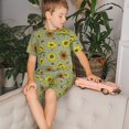 thumbnail image 4 of Balery Sage Green With Sunflowers Conjunto de Pijama Infantil de Manga Corta con Estampado – Ropa de Dormir de Algodón Suave-4X-Large, 4 of 6