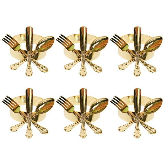 AMERTEER 6Pcs fork Spoon Towel Napkin Ring Hotel Wedding Party Dinning Table Home Decor