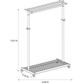 thumbnail image 4 of Garment Racks Two-Sided, 2-Shelf Coat Rack, 6 Hanger/6 Hook, 44.8w x 21.67d x 70.8h, Silver Steel/Wood, 4 of 6