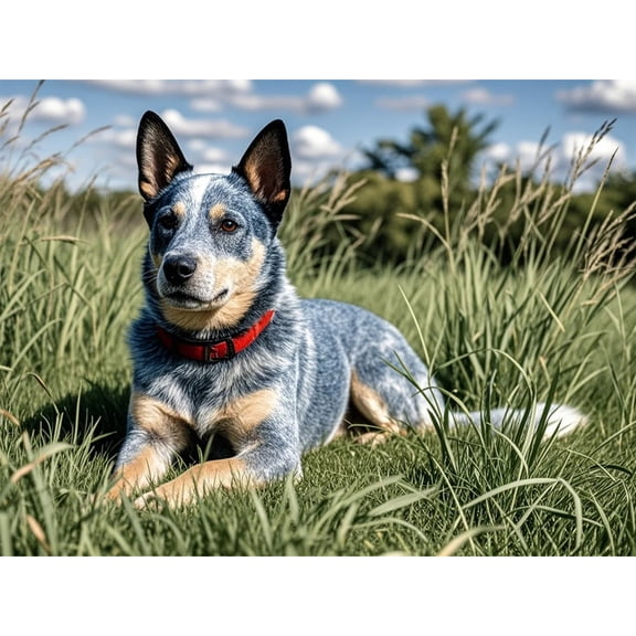 Blue Heeler Diamond Art Australian Cattle Dog 5D Diamond Painting DIY Kits Full Round Drill Rhinestones by Number Stitch Arts and Crafts for Living Room Home Wall Decor 12x16 inch / 30x40cm