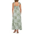 thumbnail image 3 of Vestido impreso de verano Inspire Chic para mujer, con tirantes de espagueti, escote cuadrado, corte A, largo maxi, talla XS, color verde, 3 of 6