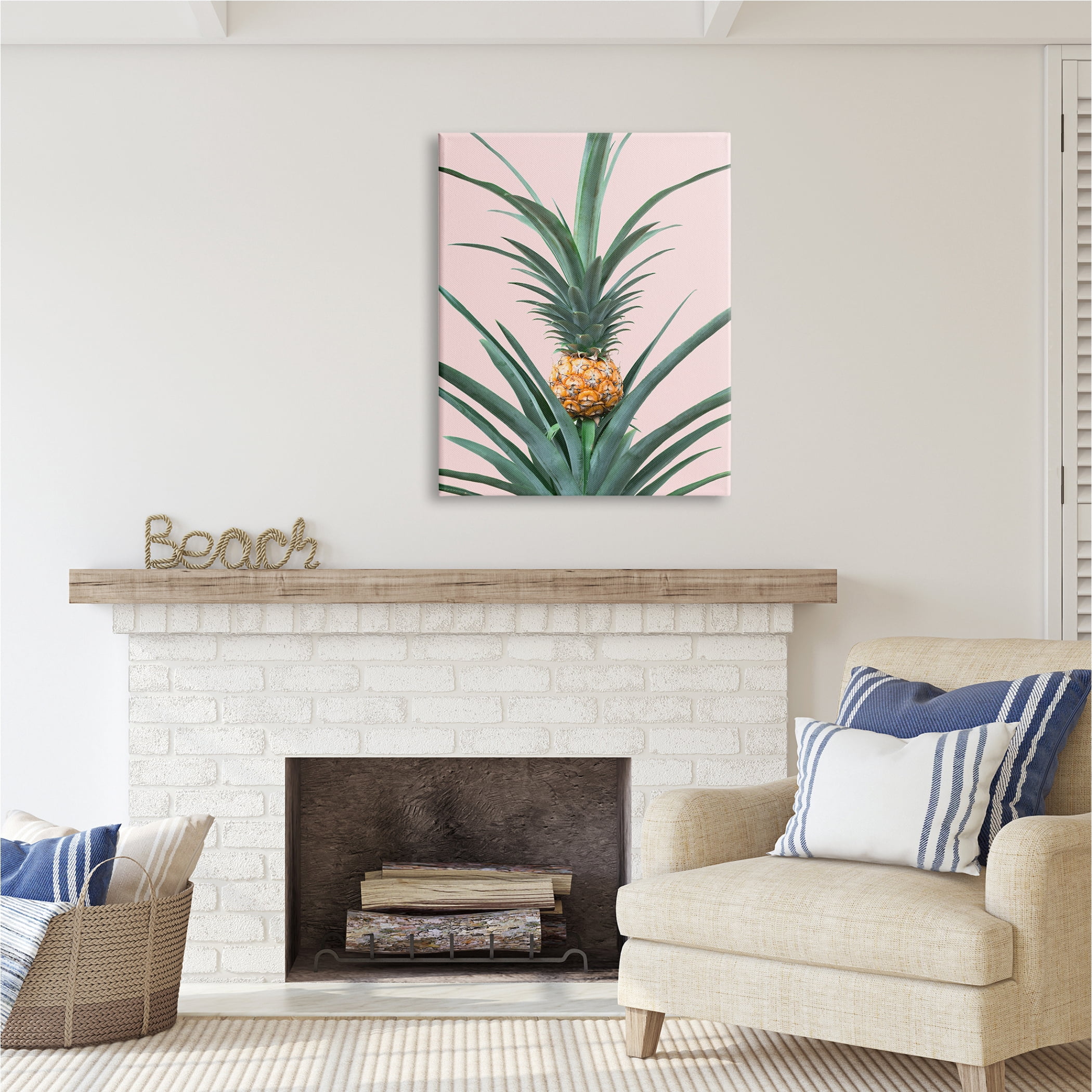 Stupell Industries Pineapple Plant on Pink Food & Beverage Photography Gallery Wrapped Canvas Print Wall Art, 30 x 40