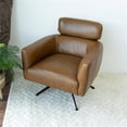 thumbnail image 4 of Abel Mid-Century Modern Tight Back Genuine Leather Swivel Chair in Tan, 4 of 7