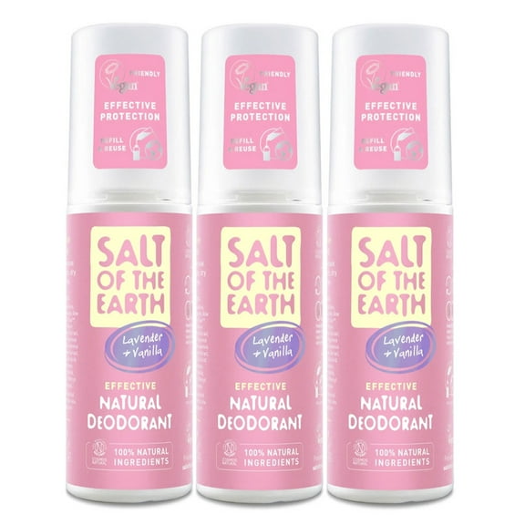 Salt of The Earth Pure Aura Lavender Vanilla Deodorant 100ml (Pack of 3)