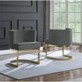 thumbnail image 2 of Velvet Dark Gray Accent Chair with Gold Chrome Base - 1 Chair, 2 of 3
