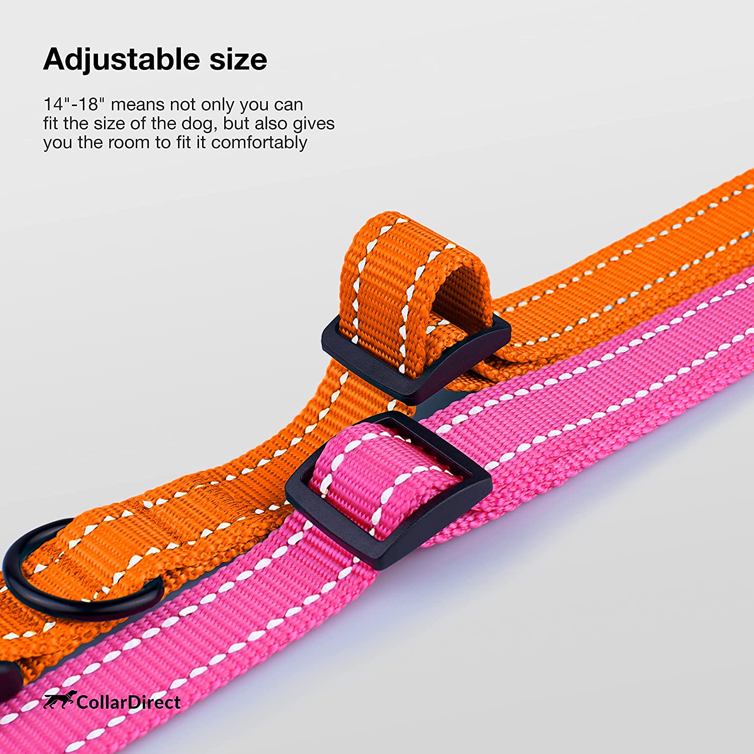 CollarDirect Reflective Dog Collar Safety Nylon Collars for X Large Dogs with Buckle, Orange - image 4 of 7