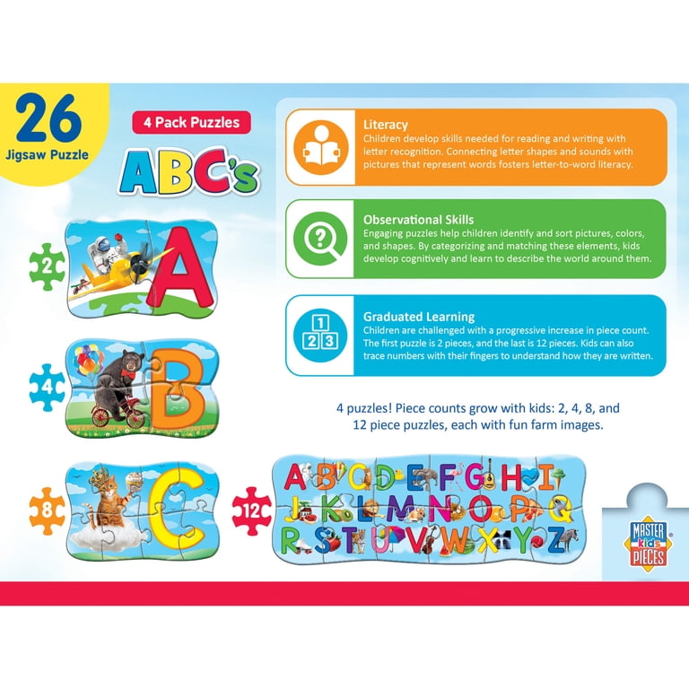 MasterPieces 26 Piece Jigsaw Puzzle for Kids - ABCs 4-Pack - 22.5
