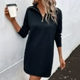 thumbnail image 4 of Diufon Knit Mini Dresses for Women Half Zipper V Neck Sweater Dress Casual Long Sleeve Dress, 4 of 7