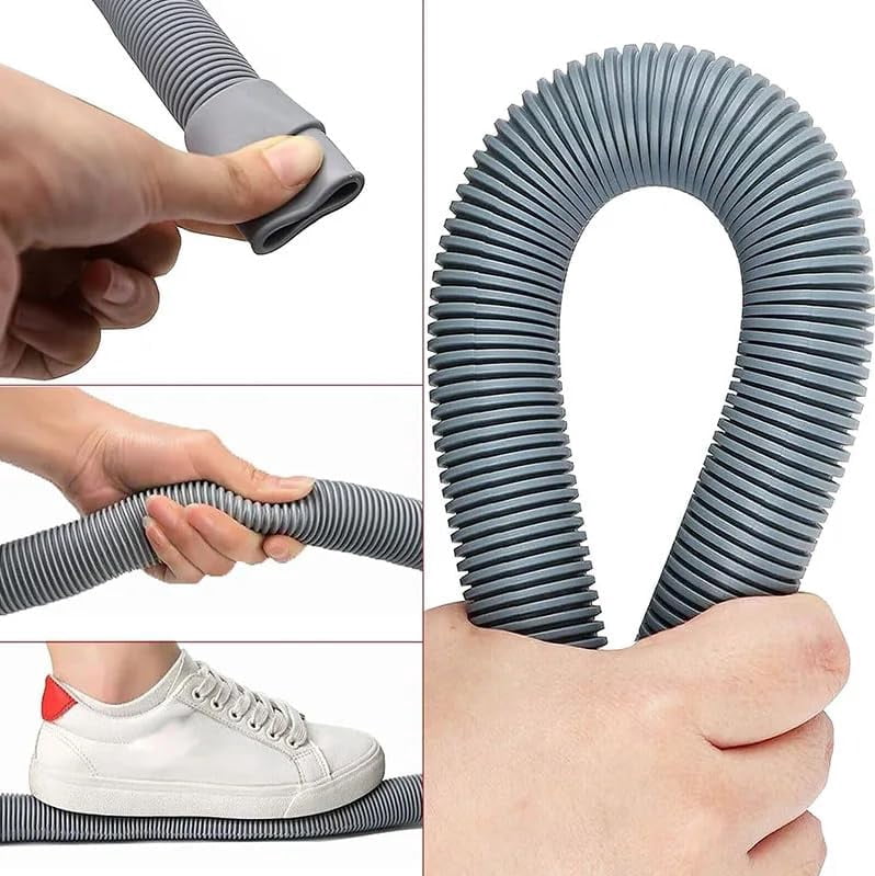6 Feet Universal Washing Machine Drain Hose Flexible Dishwasher Drain Hose Extension Kits Corrugated Washer w/ 2 Clamps 1 adapter 1 U-Bend Holder