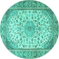 thumbnail image 1 of Ahgly Company Indoor Round Medallion Turquoise Blue Traditional Area Rugs, 4' Round, 1 of 4
