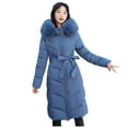 thumbnail image 2 of Somuwie Clearance Women's mid-length long-sleeved hooded casual warm cotton coat, 2 of 6