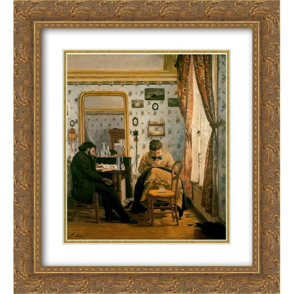 Francisco Oller 2x Matted 20x24 Gold Ornate Framed Art Print 'The Student'