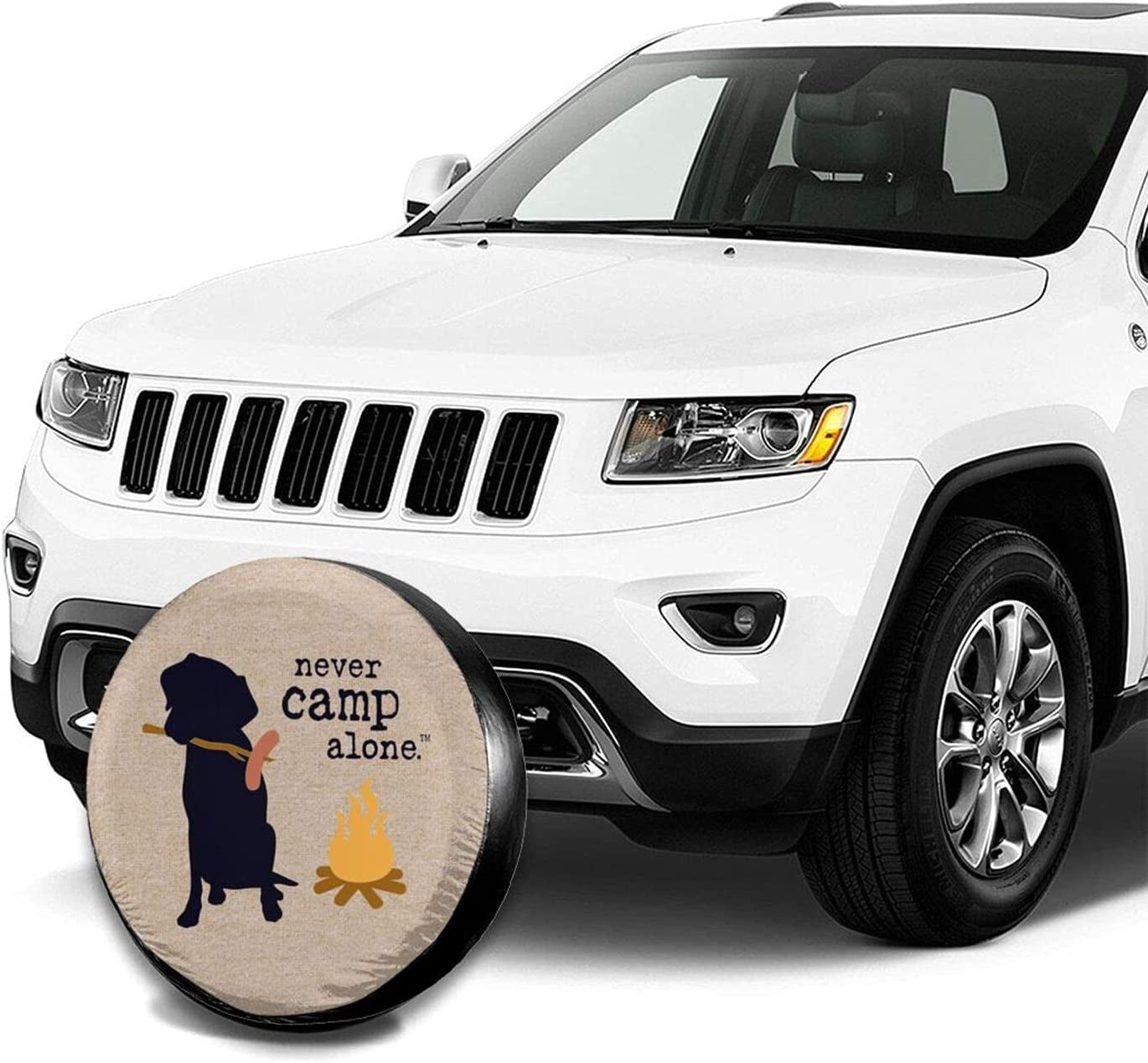 Never Camp Alone Dog Spare Tire Cover Weatherproof Dust-Proof Universal for  Rv SUV Trailer Jeep Wrangler and Many Vehicle 14 15 16 17 Inch