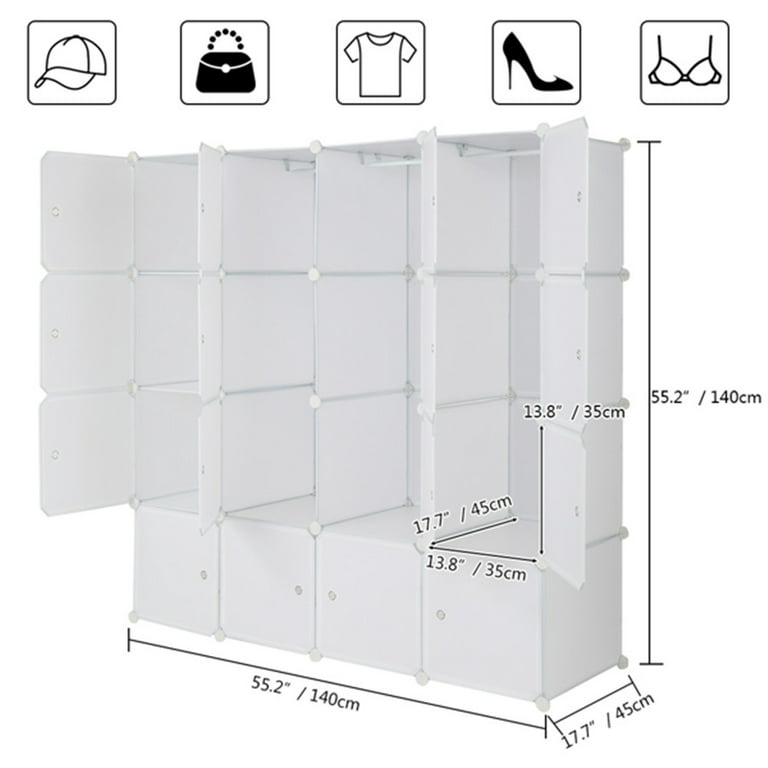 Costway DIY 12 Cube Portable Closet Storage Organizer Clothes Wardrobe Cabinet w/Doors