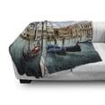 thumbnail image 3 of Italian Soft Flannel Fleece Throw Blanket, Gondolas in the Venetian Adriatic Lagoon Historical Venezia Photo, Cozy Plush for Indoor and Outdoor Use, 70" x 90", Almond Green Sand Brown, by Ambesonne, 3 of 6