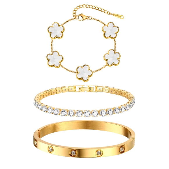 Juego de joyería MPRAINBOW chapado en oro de 18K, 3 pulseras