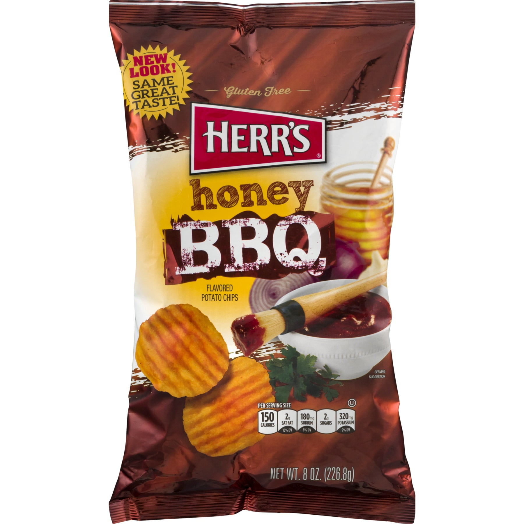 Herr's Honey BBQ Ripple Potato Chips 8 oz. Bags, 3Pack