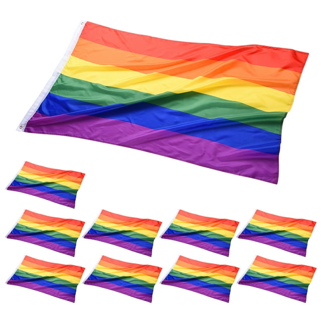 Yescom 5x3 Ft Rainbow Flag Gay Pride Lesbian LGBT Banner Polyester with Grommet 10 Pack