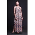 thumbnail image 3 of Bimba Floral Ladies Crew Neck Waist String Print Maxi Dress with Side Slits Summer Wear-Small, 3 of 6
