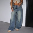 thumbnail image 6 of Women's 2025 Wide Leg Jeans, Loose Fit High Waist Denim Pants, Baggy Trousers for Casual Wear, Trendy Streetwear Denim with Floor Length Design, Comfortable Stretch Jeans for Daily Use Blue, 6 of 6