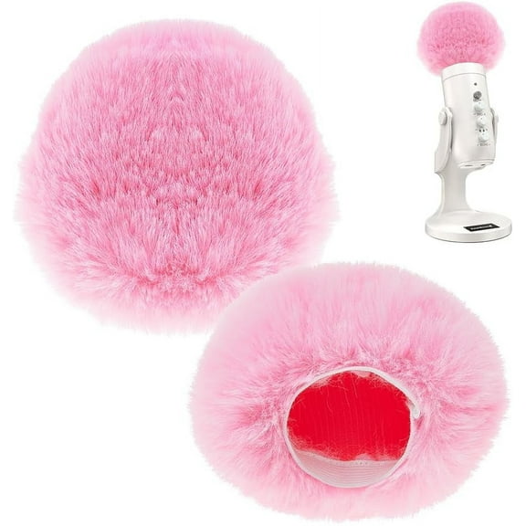 2Pcs Pink Mic Windshield 5.12x4.33 inch Furry Microphone Windscreen Microphone Covers Wind Muff