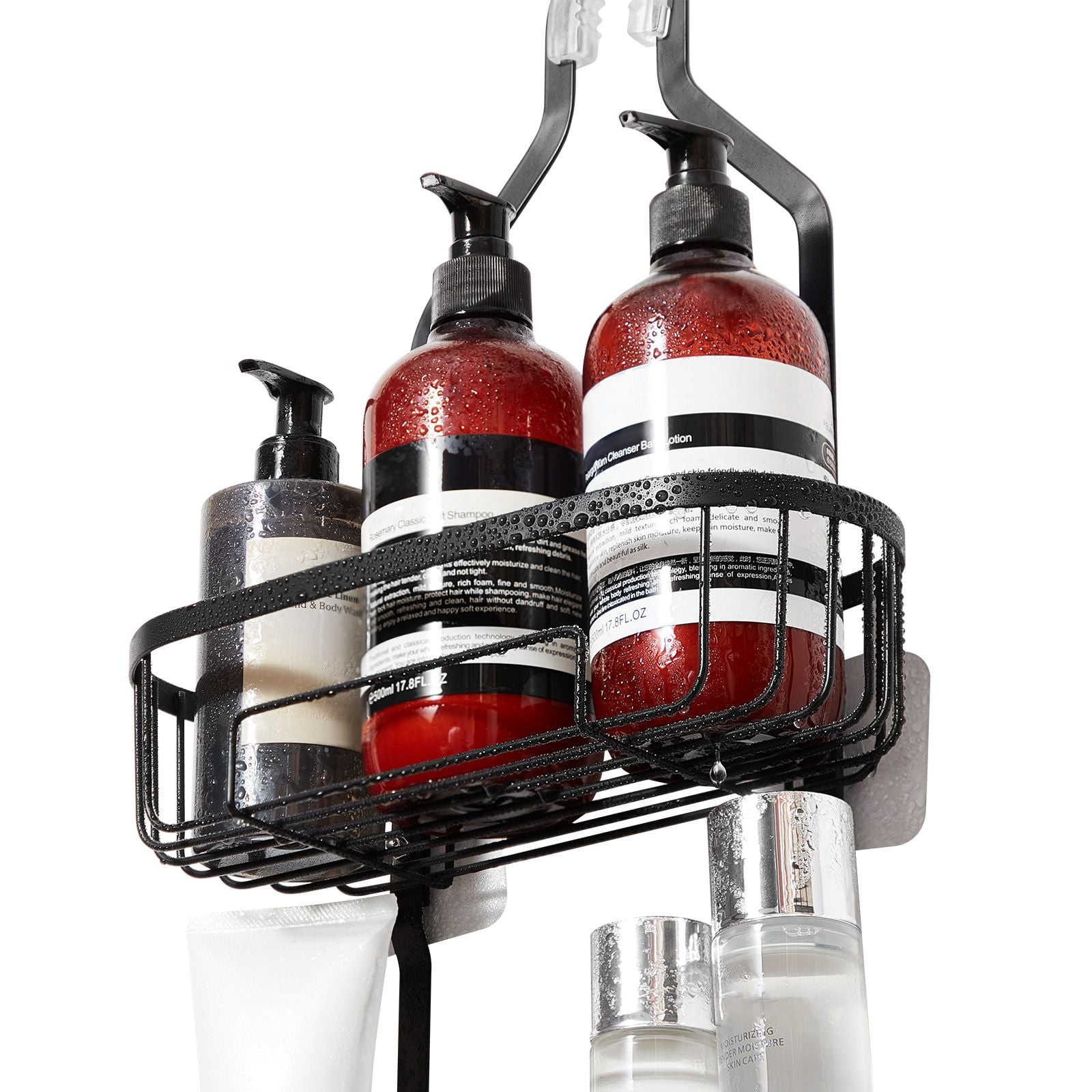 Shower Caddy 3-Tier, Over-the-Showerhead Design with No Drilling, Supports Up to 40lbs, Rust-Proof Coating, Hollow Drainage Design for Bathroom Storage