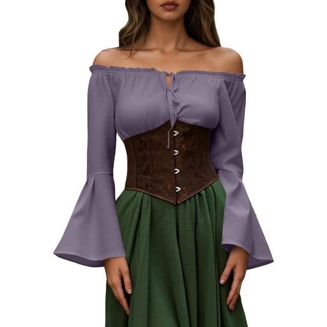 Women's Chiffon Blouse Off Shoulder Style Bohemian Flowy Top For Spring Autumn Casual Daily Wear