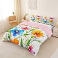 thumbnail image 3 of Erosebridal Chic Floral Queen Duvet Cover Set for Girls, Oil Painting Style Bedding, Pink Reversible, 3pcs 1 Duvet Cover and 2 Pillowcases, No Comforter, 3 of 6