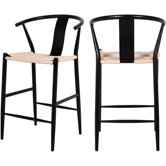Meridian Furniture Beck Beige Hand Woven Rope Stool