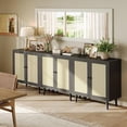 thumbnail image 2 of Buffet Cabinet with Storage, Storage Cabinet with PE Rattan Decor Doors, Accent Sideboard Buffet with Solid Wood Feet, for Hallway, Entry, Living Room, All Black, 2 of 7