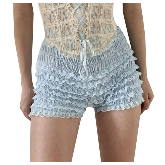 Hienoo Women's Lace Shorts Juniors High Rise Layer Bloomers, Sizes S-XL