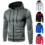 kpoplk Men's Track Jackets Lightweight Full-Zip Fashion Hoodie Work Casual Active Sweatshirt Jacket Midweight Coat Grey,XL