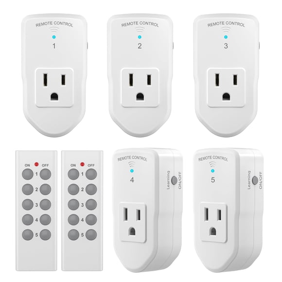 BN-LINK Wireless Remote Control Electrical Outlet Switch for Lights, Fans, Christmas Lights, Small Appliance, Long Range White 10A/1200W,2