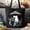 Black, variant on Funny UFO Raccoon Tote Bag, Gift Shopper for Alien Enthusiasts