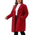 thumbnail image 5 of Agnes Orinda Women's Plus Size Coats Long Sleeve Single Breasted Notched Lapel Fall Winter Coat 2X Wine Red, 5 of 7