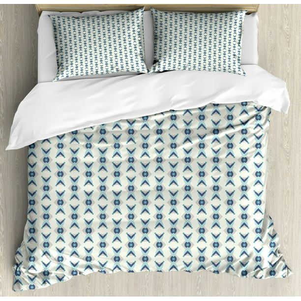 Navy And Teal King Size Duvet Cover Set Abstract Flowers With