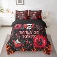 thumbnail image 2 of Homewish Musical Guitar 7-Piece Twin Bedding Sets for Female Men Teens,Gothic Skull Bedding Comforter Set,Hippie Music Theme Breathable Sheet Sets,Lightweight Room Decor,Reversible, 2 of 8