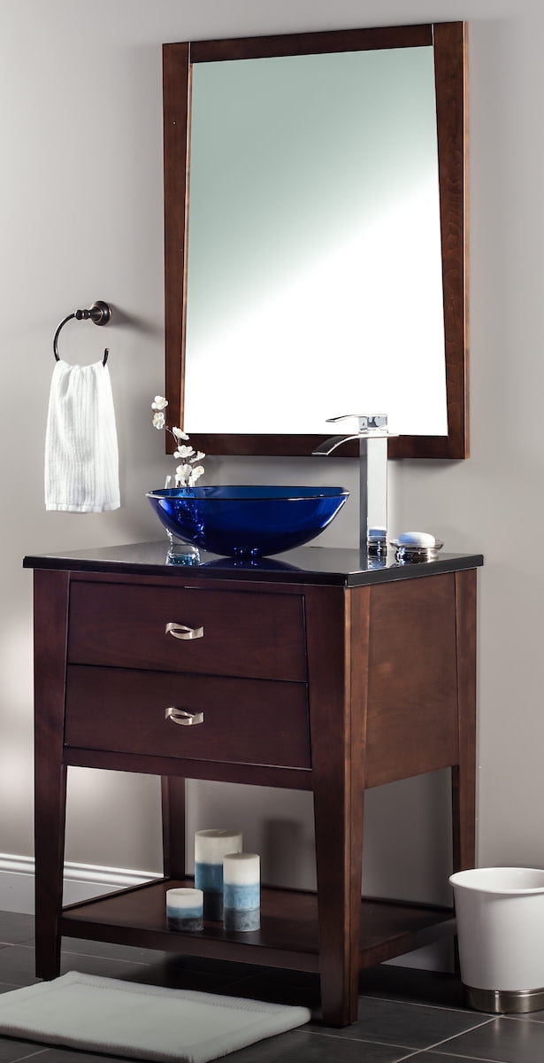 Miseno MNO-5208-BN Circular 16-1/2" Glass Bathroom Sink; Brushed Nickel Drain