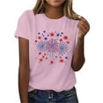 thumbnail image 5 of Short Sleeve Summer T-Shirts for Women Stars Hearts Printed Tops July 4th Outfits Casual Crew Neck Base Tees (M, Pink 01), 5 of 7