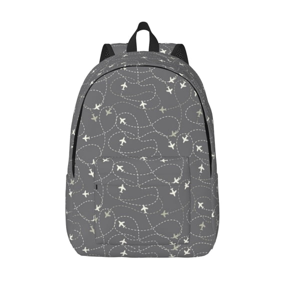 Defioc Airplane Routes Around The World for Canvas Backpack,Travel Rucksack Unisex Knapsack Laptop Backpack for Work & College -Small