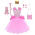 thumbnail image 1 of Vestido de princesa melocotón para niña, disfraz de Cosplay para niños, trajes de actuación de escenario para niños, ropa de fiesta de cumpleaños de fantasía de carnaval, 2-12 años Fivean unisex, 1 of 2