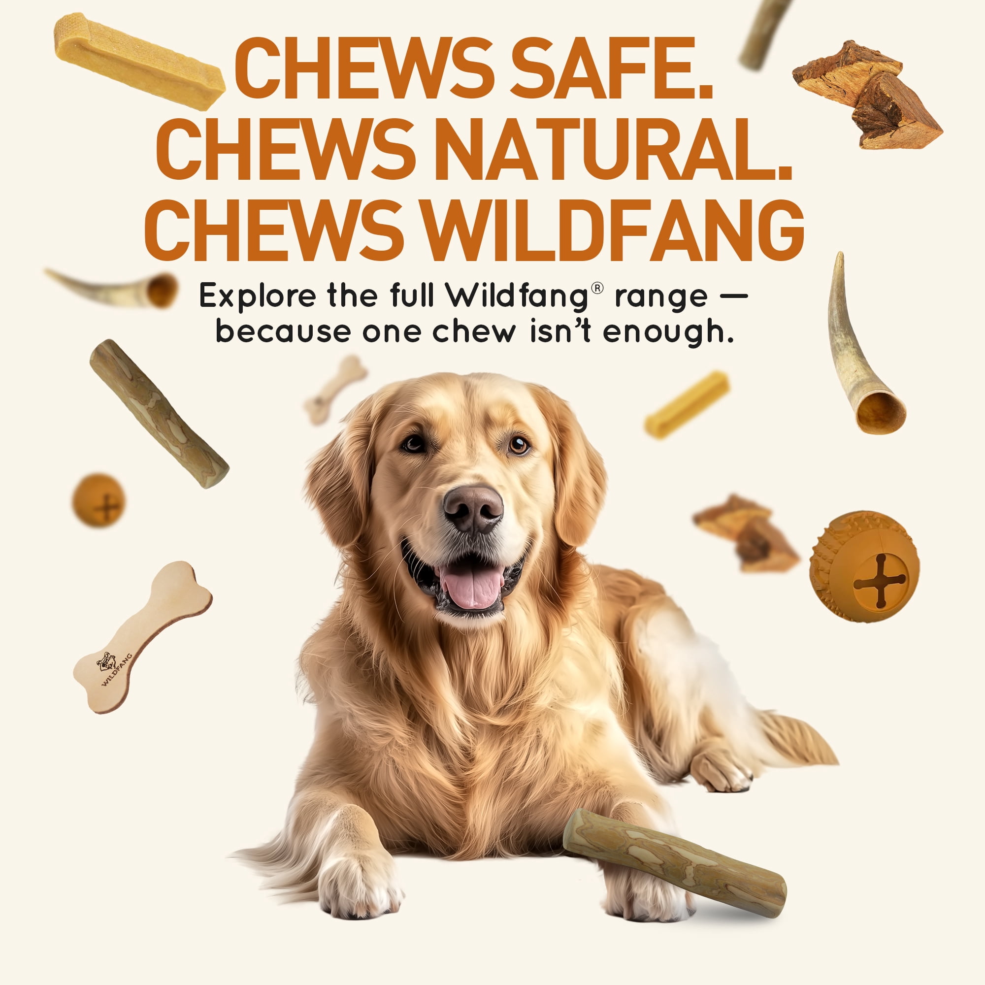Wildfang® 3 Coffee Wood with Salmon Oil (Size S) Dog Chew Stick – Natural Salmon Oil Infused Wooden Chewing Stick for Dogs